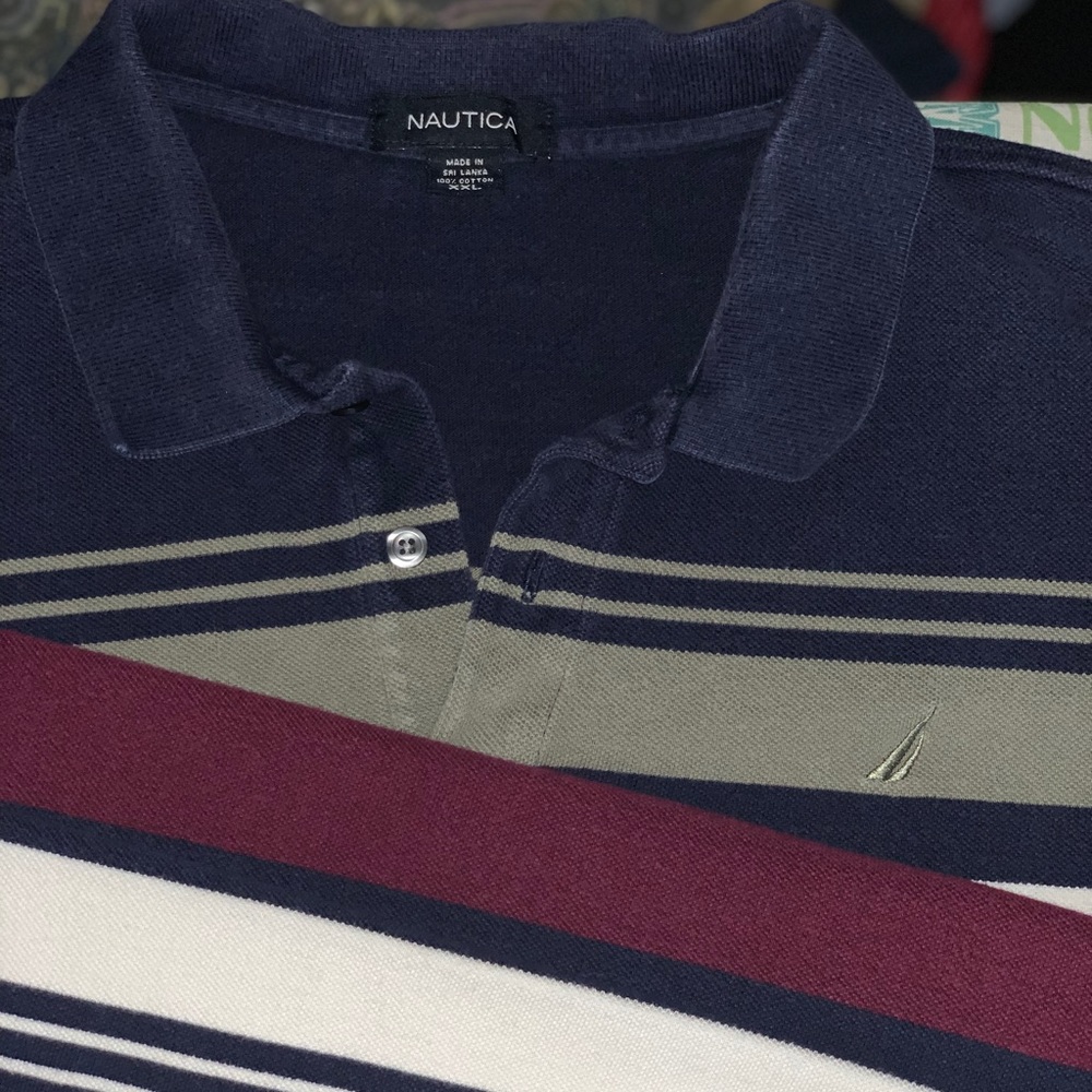 Nautica Multi Color Stripped Collar | Shirt XXL
